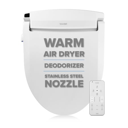 Brondell Swash Select DR802 Bidet Seat with Warm Air Dryer and Deodorizer, Elongated White DR802-EW